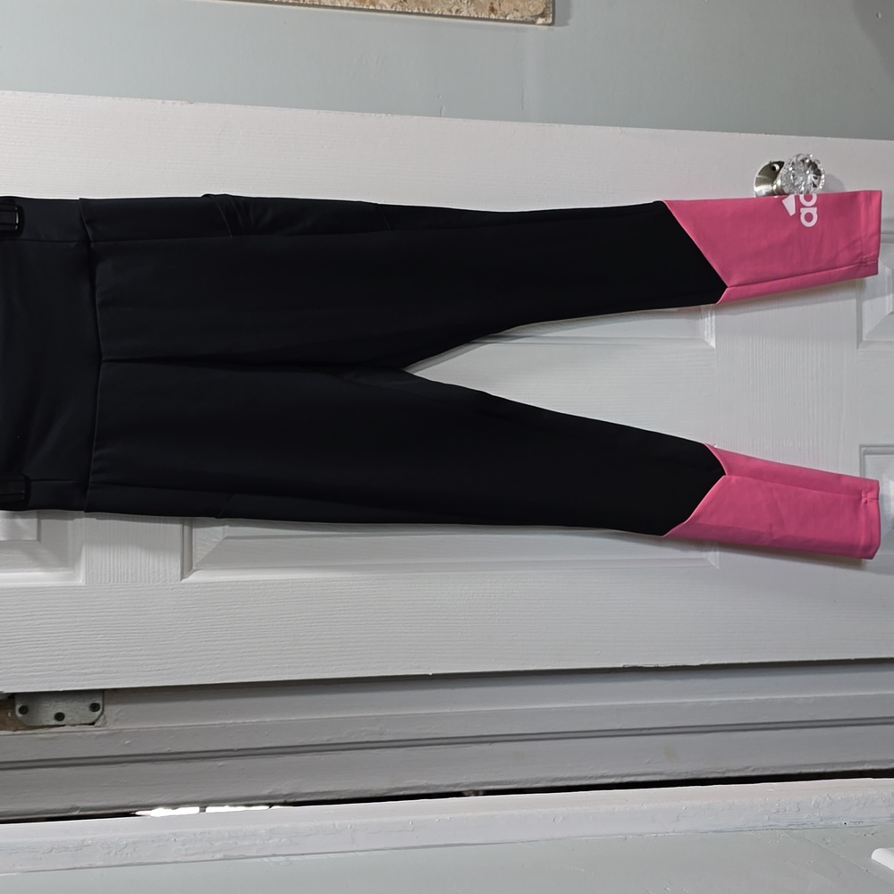 Adidas Black & Pink Workout Leggings Woman's Size XS - Picture 1 of 10